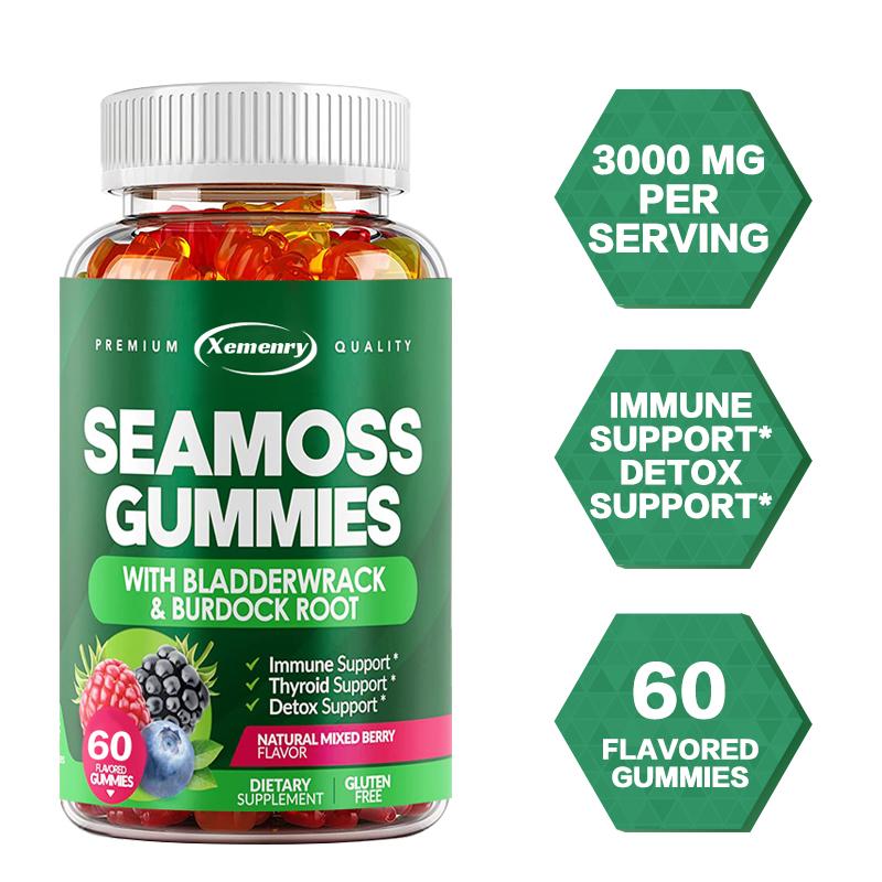 SEAMOSS GUMMIES--IMMUNE BOOSTER/DETOX SUPPORT/thyroid Support/SUPPORT FOR DIGESTIVE SYSTEM/GLUTEN-FREE/DAIRY-FREE/NON-GMO/100%VEGAN-USA PRODUCT