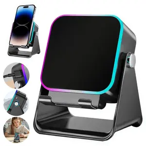 Rechargeable Wireless Induction Audio Speaker Stand, 5 in 1 Cellphone Holder,  Emergency Power Bank, 360° Adjustable Mobile Tablet Stand with Colorful Ambient Light Gifts for Men Women Mothersdaygift SummerVibes