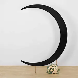 Black Spandex Crescent Moon Chiara Backdrop Stand Cover, Custom Fitted Wedding Arch Cover - 7.5ft