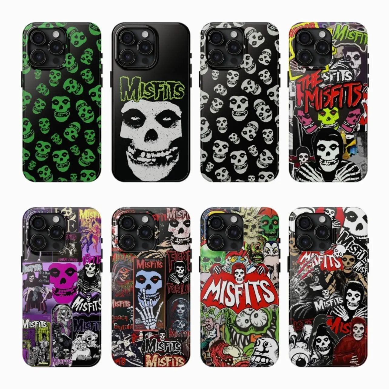Horror Punk Fiend Skull Phone Case, Vintage Gothic Rock Style Cover, Retro Dark Aesthetic Gift for Music Lovers, Compatible iPhone 17 16 15 14 13 Pro Max Mini 12 11 XR XS, Samsung Galaxy S24 S23 S22 Ultra Plus A Series