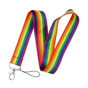 Rainbow Striped Pride Keychain Lanyard
