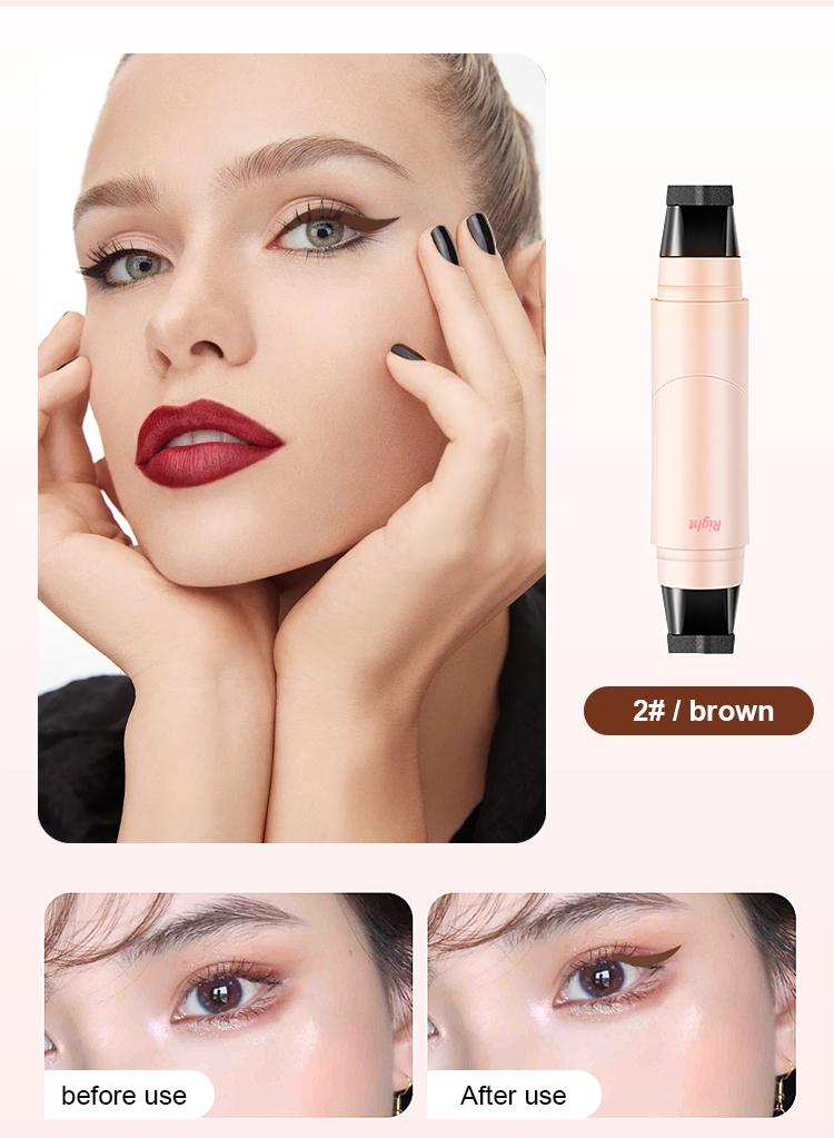 PAGE VINE 1-Step Eyeliner Stamp Pen, No Ink Dipping Needed, Waterproof, Smudge-Proof, Perfect Symmetrical Winged Liner for Beginners, 2 Shades (Black, Brown) for All Eye Shapes