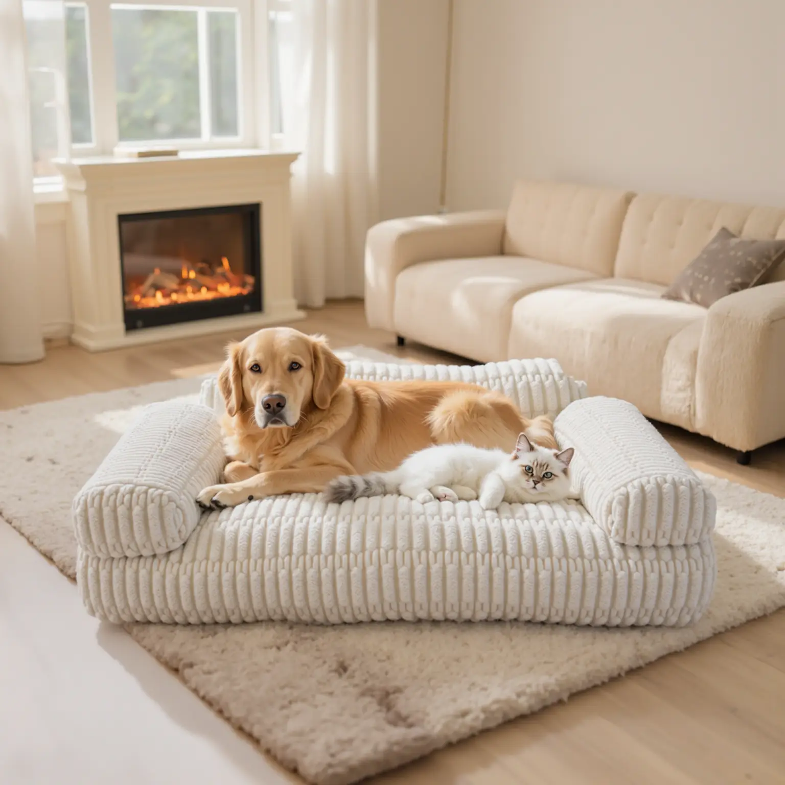 Hand-woven luxury pet bed with waterproof lining! Non-slip base, comfortable and luxurious, hypoallergenic and relaxing. Dog bed, suitable for cats.