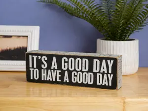 Primitives by Kathy A Good Day Pinstriped Trimmed Box Sign