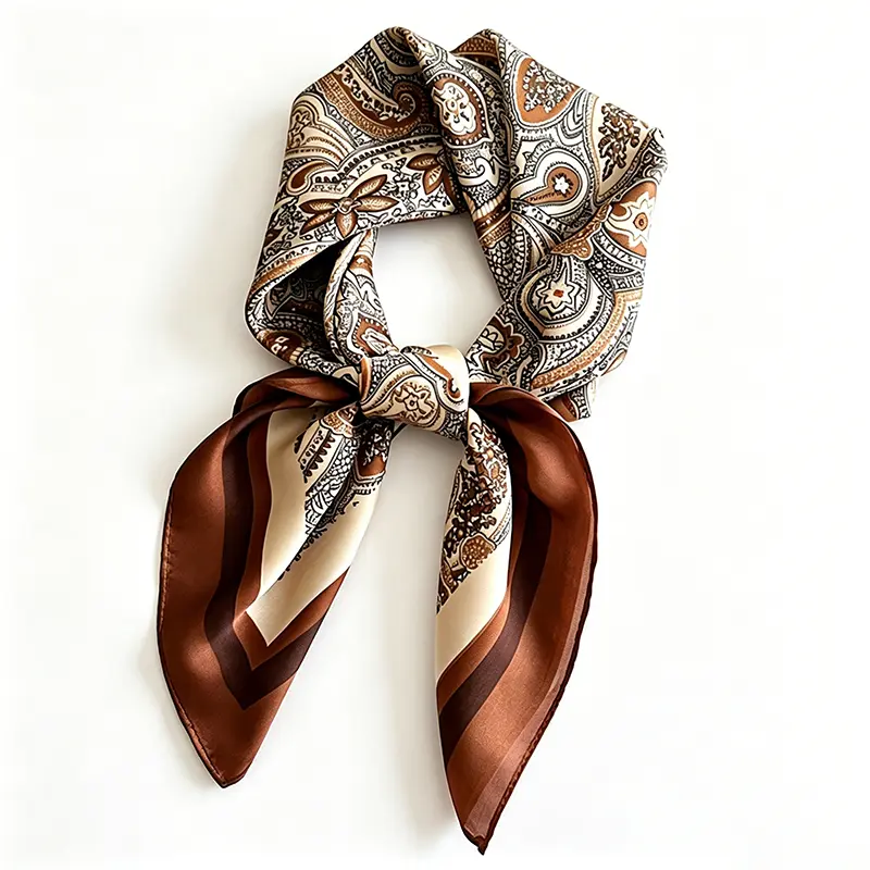 Silk scarf neck high-end women's 2026 new small square scarf, paired with shirt scarf, thin cashew tied headband around the neck