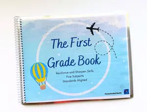 The First Grade Book! 5 Subjects- Language Arts, Math, Social Studies, Science, and Spanish. Standards based. Over 30 pages. Reusable activity book! kids learning