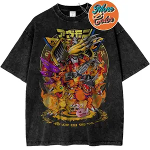 Agumon Greymon Digimon Anime Vintage Shirts, Cotton Unisex T-shirt, Crew Neck, Size S- 3XL, Menswear Top, Womenswear Top Underwear Streetwear