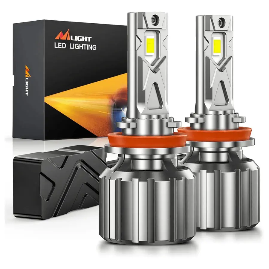 Nilight FS1 Series H11/H9/H8 LED Car Headlight Bulbs - 2-Pack High Lumen Car Headlights, Bright Illumination, Aluminum Body, Plug-N-Play, Tool-Free Installation, High Lumen Headlight
