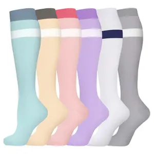 Luna&&luxe6 Pairs Compression Socks Comfortable Breathable Non-Slip for Recovery Daily Wear Fashion Menswear Gradient Stripe Long Outfit