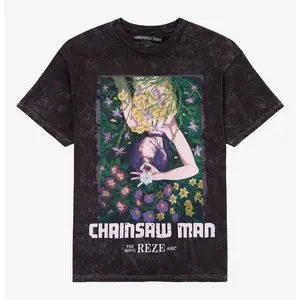 Chainsaw Man The Movie: Reze Arc Flower Dark T-Shirt Unisex S-5XL, Retro Anime Tee, Graphic Tee
