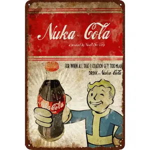 Nuka Cola Tin Sign Wall Art For Man Cave,Art Poster For Bar Pub Garage Kitchen Garden Bathroom Office Home,8x12 inch