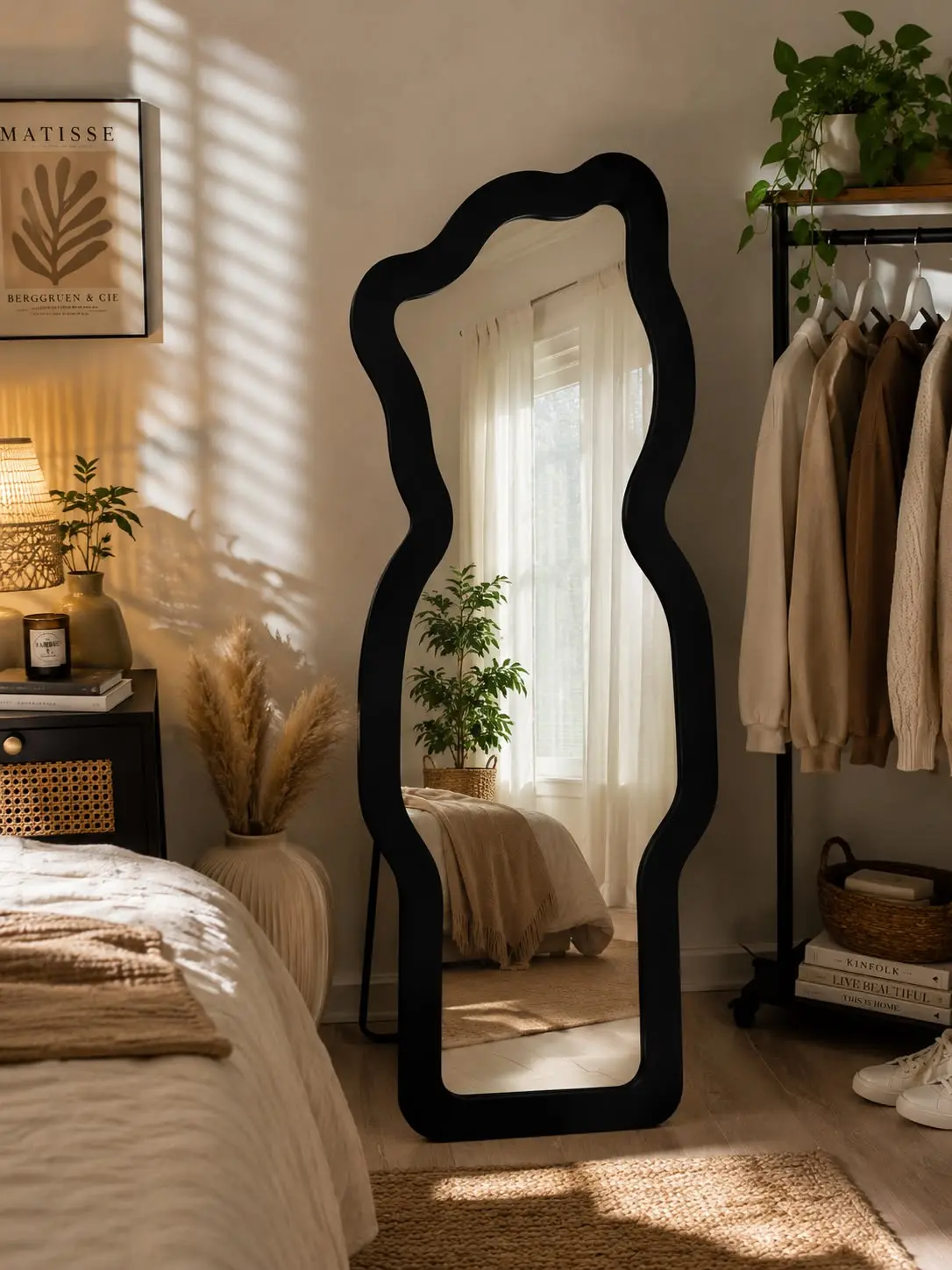 Black Cat Shape Full Length Body Mirror