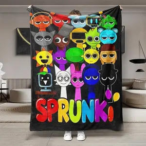 Sprunk Cartoon Character Flannel Blanket, Soft Lightweight Warm, Perfect for Bed Sofa Office Camping Travel, Multi-Purpose Gift Idea, Soft Fleece Blanket