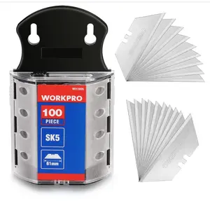 WORKPRO Utility Knife Blades, SK5 Steel, 100-Pack with Dispenser