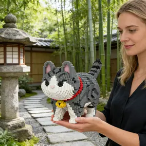 Cute Cat 3D Animal Puzzle Building Blocks Decoration, Bookshelf Home Office Cabinet Decor, Party Living Room TV Stand Display Gift