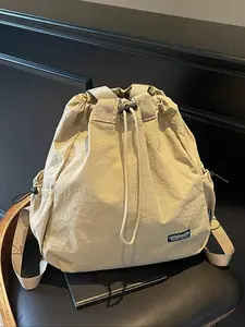 Women's Solid Color Large Capacity Drawstring Tote Bag, Casual Portable Crossbody Bag, Casual Shoulder Bag for Daily Commuting, Travel, Shopping, and School, Trendy All-match Bag