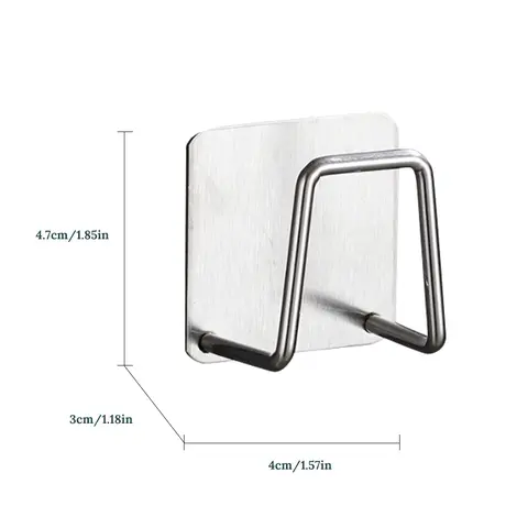 Stainless Steel Kitchen Sink Sponge Organiser Rack - 12 Self-Adhesive Sponge Hooks, Compact Smooth Decorative Home Organizer for Sink-Side Order, Kitchen, Bathroom (Hand Scratch Prevention)