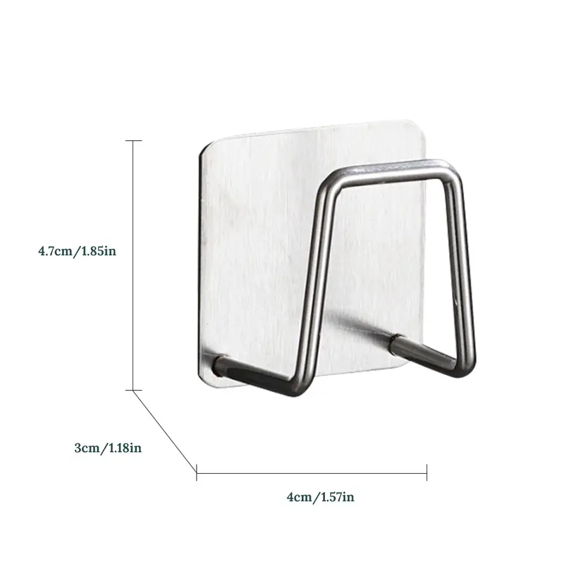 Stainless Steel Kitchen Sink Sponge Organiser Rack - 12 Self-Adhesive Sponge Hooks, Compact Smooth Decorative Home Organizer for Sink-Side Order, Kitchen, Bathroom (Hand Scratch Prevention)