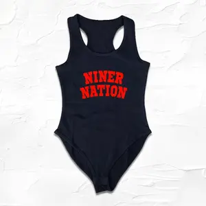 Black/Red San Francisco Niner Nation Football Bodysuit, Women's NIners Gift, 49 Gift