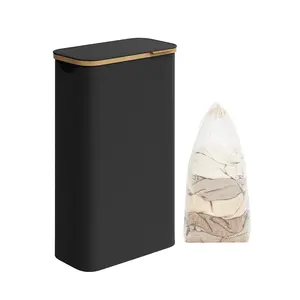 SONGMICS Laundry Hamper with Lid, Large Laundry Basket, 23.8 Gallons (90L), Removable Mesh Liner, Bamboo Handles, Collapsible