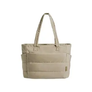 BAGSMART Puffy Bubble Tote Bag for Women - 3 Sizes Quilted Lightweight Laptop Shoulder Handbag with Multiple Compartments for Travel & Work - Durable Tote Bag with Zipper Closure - Perfect for Daily Commutes & Weekend Trips