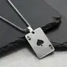 Unisex Street‑Style Ace of Hearts Zinc Alloy Pendant Necklace, 1 Piece Trendy Vintage Poker Card Stainless Steel Necklace, Punk Style for Men & Women as a Gift