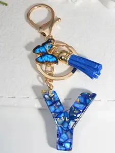 Butterfly & Tassel Decor Keychain, Fashionable Letter Design Keychain for Women & Girls, Trendy All-match & Exquisite Keychain for Birthday Gift