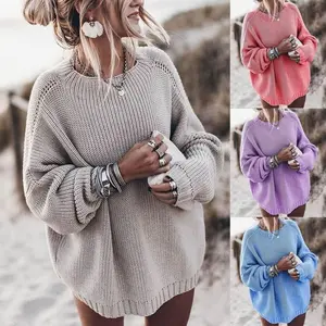 2025 Winter Clothes New New Cross-Border Solid Color Sweater Loose Batwing Sleeve Oversized Sweater Coat Women Womenswear Knitwear