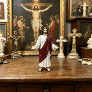 Hand Painted Open Arms Jesus Christ Resin Statue, Catholic Religious Tabletop Figurine, Home Altar Decor, Church Ornament, Christian Gift