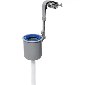 Pool Wall Mounted Automatic Pool Surface Skimmer for Above Ground Pools with 530 Gallon and Above Filter Pumps, White/Blue