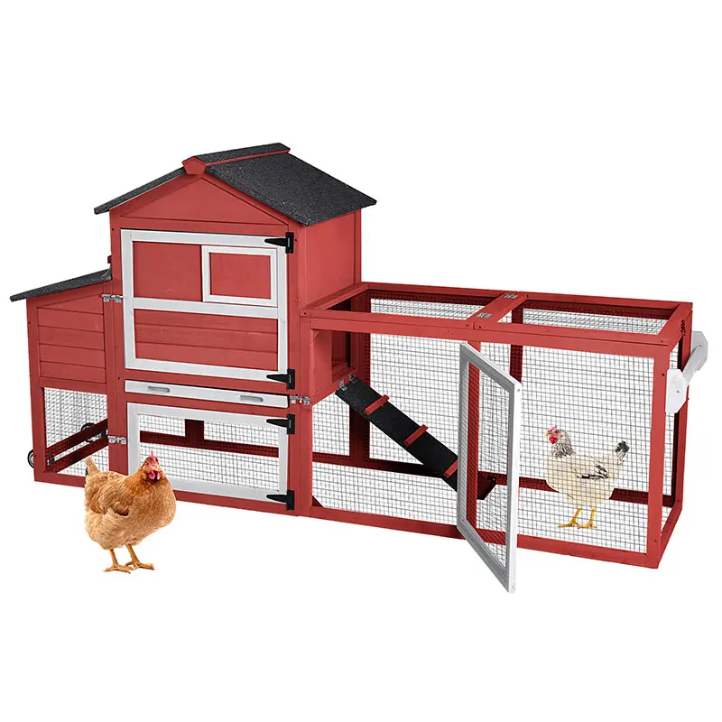 Aivituvin AIR72 Mobile Wooden Poultry Hutch, Portable Outdoor Chicken Tractor for 1-2 Birds (12.33ft² Inner Space), Outdoor Poultry Hutch