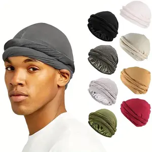 Luxurious Silk Satin Lined Halo Turban Head Wrap, Pre-Tied Skull Cap for Men & Women. Stylish Sleep Bonnet Hair Cover for Comfort & Chemo Hair Loss.