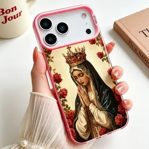 Trendy Demon Cross iPhone Case for Teens & Young Adults – Faith Inspired Christian Phone Cover, Pink Aesthetic, Cute & Stylish Protection for iPhone 14/15 Series – Spiritual, Inspirational, Religious Gift Idea  CYXL260518003 Rustic Silicone Shockproof