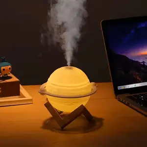 Planet Ambient Lamp Humidifier - USB Fast Charging 2-in-1 Humidifier with Night Light for Bedroom & Study Room Decor