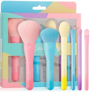 Colorful Professional Portable Makeup Brush Set – Face Makeup Brushes, Cosmetic Brush Set, Full-Face Coverage, Excellent Powder Pickup & Easy Blending, Your Go-To Flawless Makeup Kit on the Go
