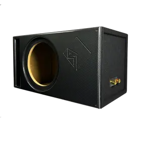 12 in Single Vented Power T1 Enclosure - Premium Black Carbon Fiber Super Weave Pattern Faceplate, Supreme Terminal Cup - Proudly USA Built.