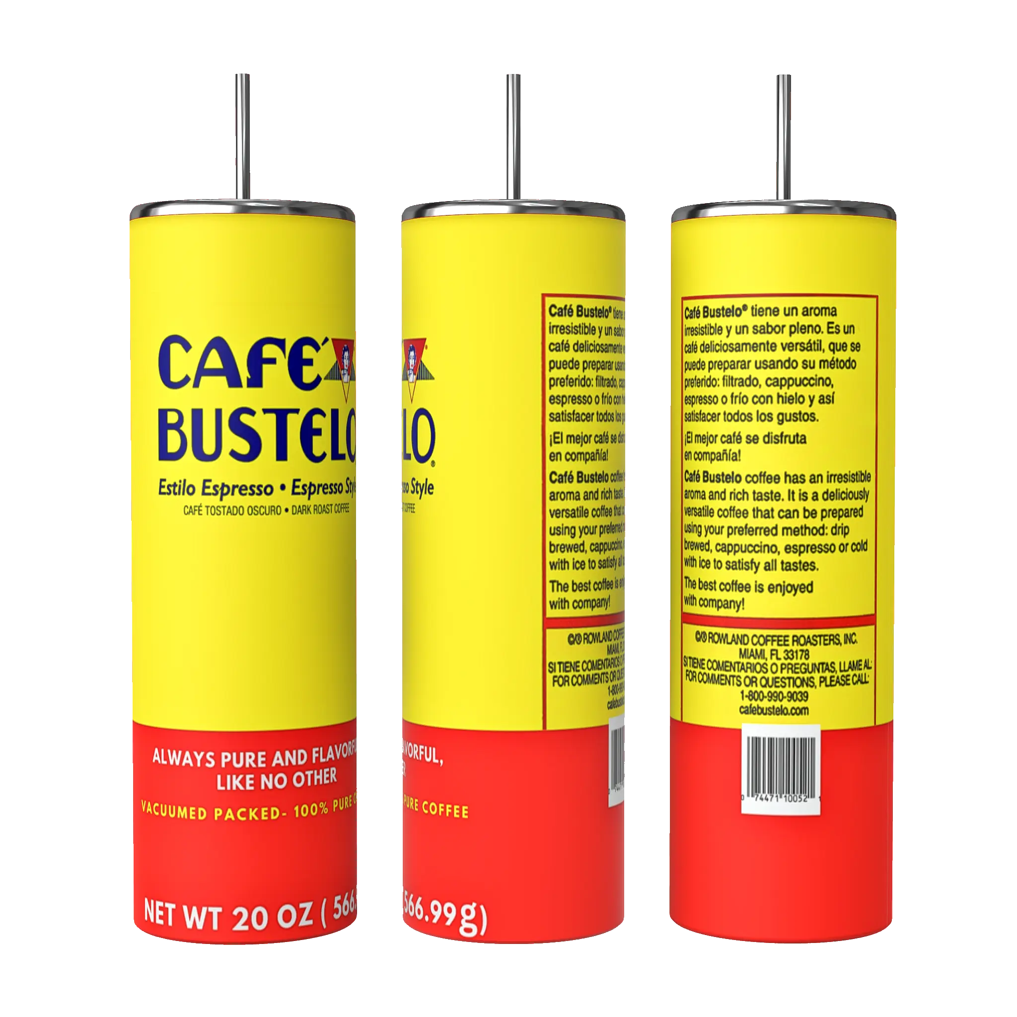 20 OZ STYLISH CAFE BUSTELO SUBLIMATED STAINLESS STEEL DOUBLE WALL INSULATED TUMBLER Drinkware Portable