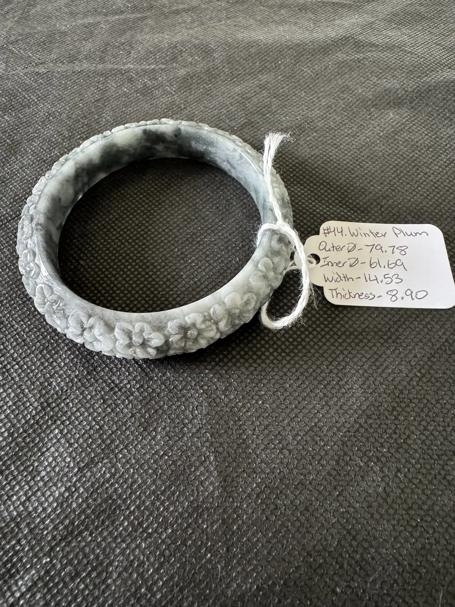 Natural Grade A Jadeite Jade Bangle | Winter Plum | Size XL (61.69 mm)
