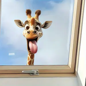 Spring giraffe window stickers Animal window stickers, giraffe- themed detachable PVC glass stickers, suitable for bathroom, kitchen and room decoration