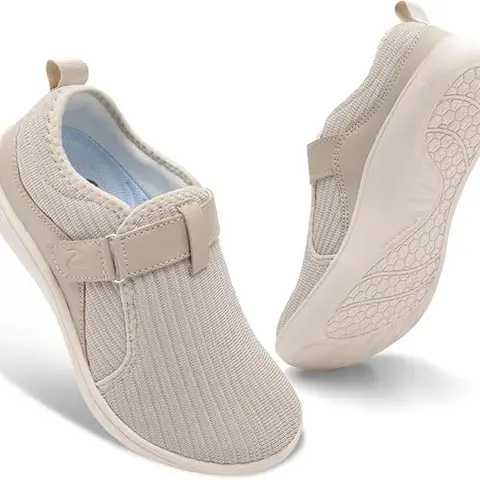 Leisfit Women's Wide Width Walking Shoes - Knit Athleisure Sneakers for Women with Adjustable Strap, Rubber Non-Slip Soles, Lightweight Breathable Design for Neuropathy & Work, Lightweight Breathable Shoes