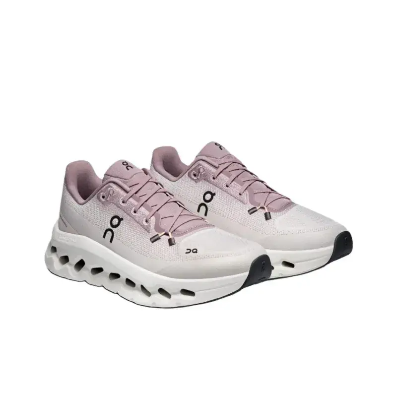 Retro Off White Pink Knit Mesh Chunky Hollow Sole Walking Sneakers For Ladies Daily