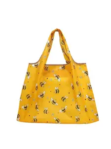 Yellow bee print reusable tote bag, large capacity cute grocery shoulder bag, eco-friendly tote bag with bee pattern, lightweight waterproof women's bag, perfect for shopping, work, beach and daily use