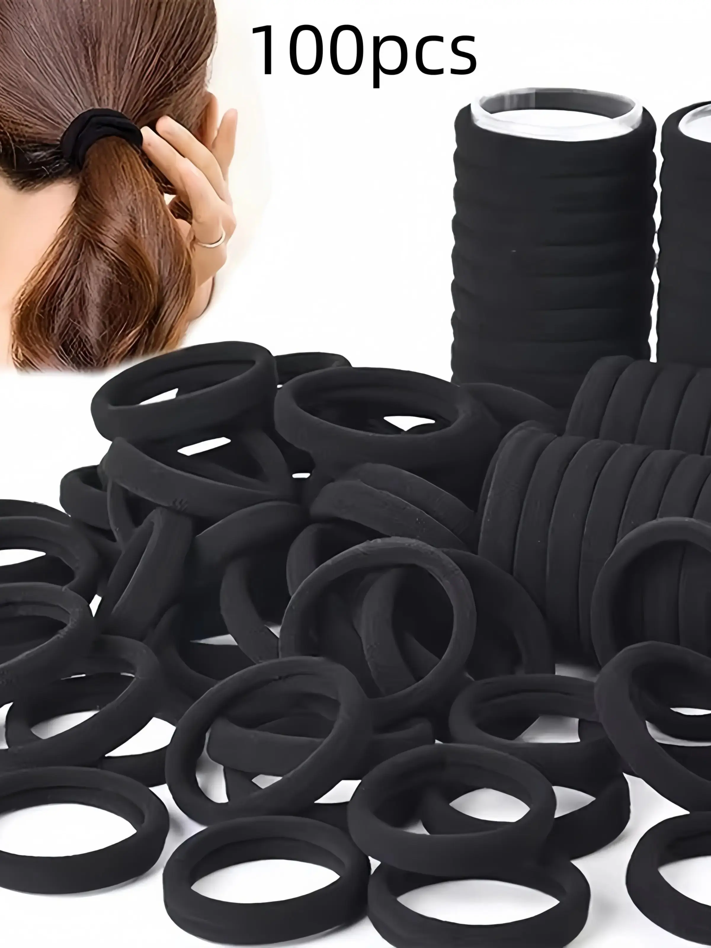 100pcs Ultimate Hair Tie Set, Super Elastic Ponytail Holders, Soft Rubber Hair Bands, Fun Fashion Accessories for Women, Perfect Gift, Fashionable Hair Accessories, Elastic Hair Ties