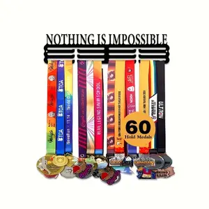 Metal Medal Display Stand, Wall-Mounted Running Medals Holder, Sports Ribbon Organizer, Suitable for Runners Gymnasts