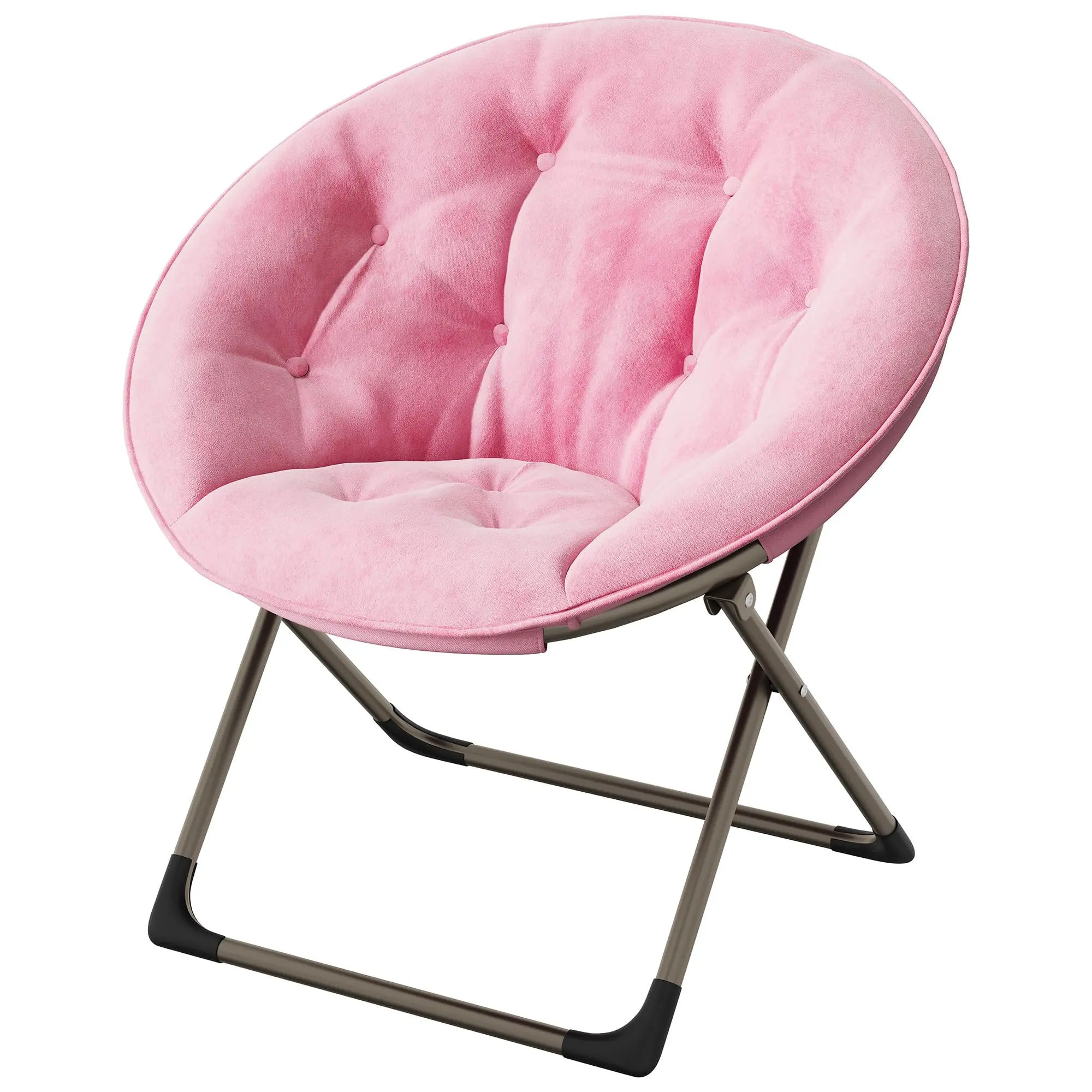 Garvee Saucer Chair – Plush Folding Metal Frame Lounge Chair with Flower Accent Seat, Perfect for Bedroom, Dorm, and Living Room Use by Teens and Adults