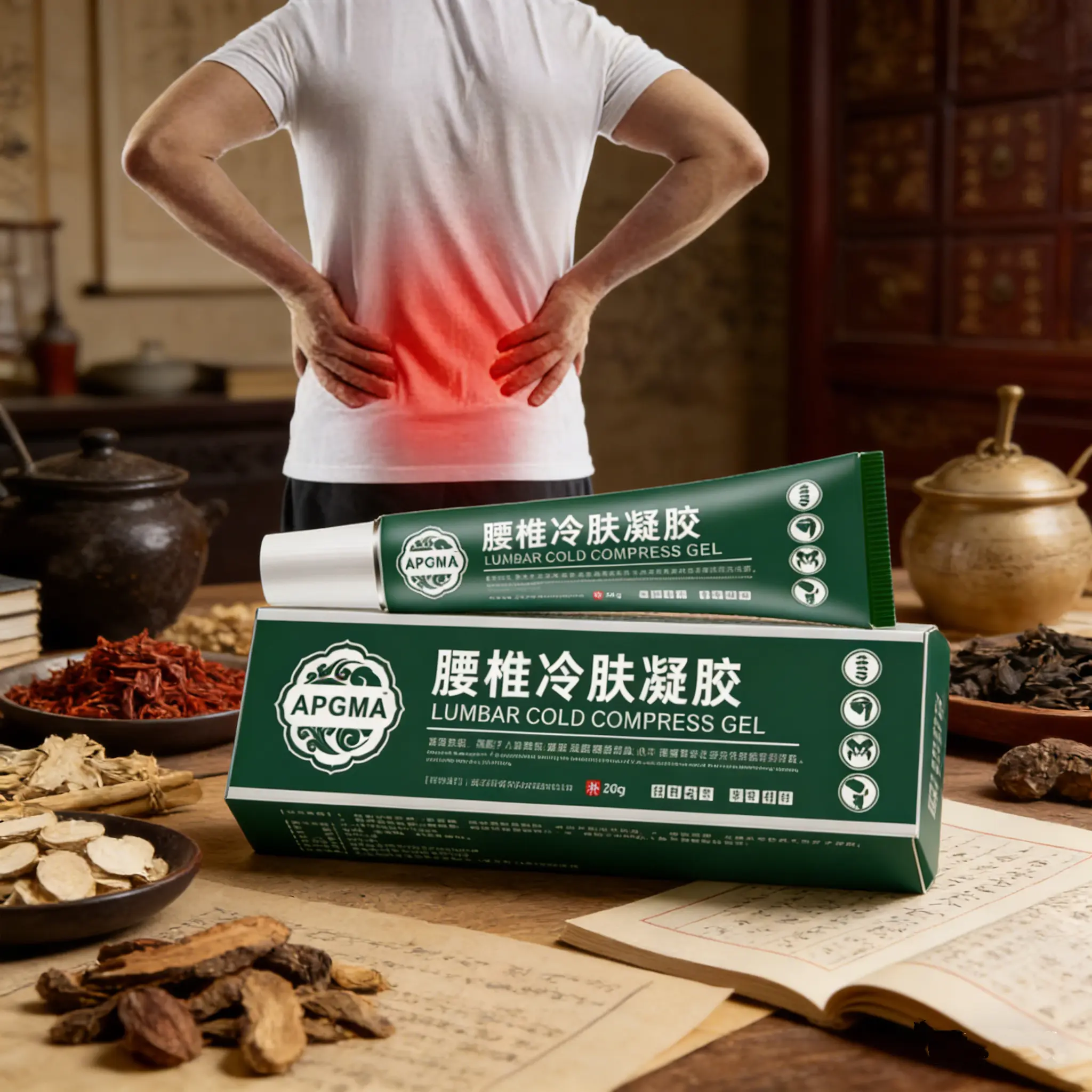 Natural herbal cold compress gel for lumbar vertebrae, pain-specific gel