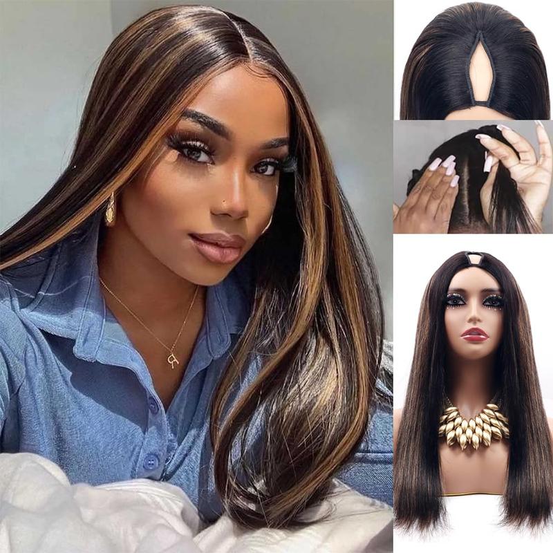 【Updated with Drawstring】Mamushow V Part Wigs With Invisible Strap Drawstring 100% Human Virgin Hair Body Wave Glueless Wig 180% Density Curly Wigs Natural Black