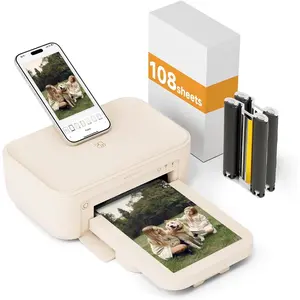 Photo Printer 4x6",  Full-Color  Phone Phtoto Printer for , Android, Smartphone, Thermal Dye-Sublimation Impresora De Fotos for  Use, + 108 Sheets Photo Paper & 2