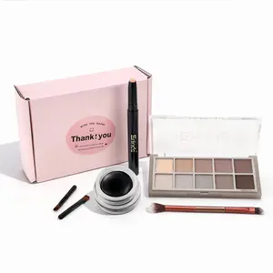 Erinde Grey Smoke Matte Eye Makeup Gift Set, Eyeshadow Palette, Eyeshadow Stick & Eyeliner Gel Makeup Kit with Brush, Waterproof, long-lasting, Natural Nude Eye Enhancing Kit