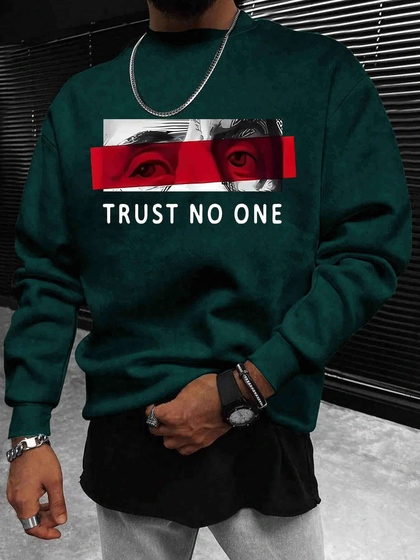 Men's Regular Fit Letter & Graphic Print Round Neck Knit Sweatshirt, Casual Long Sleeve Crew Neck Pullover for Fall & Winter, Fashion Men's Top for Daily Wear, Fitted, Menswear, casual chic knitwear